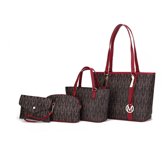 Havenly Women'S Tote Bag, Wristlet Pouch Purse, Vegan Leather Handbag 4Pcs Set by Mia K - Black